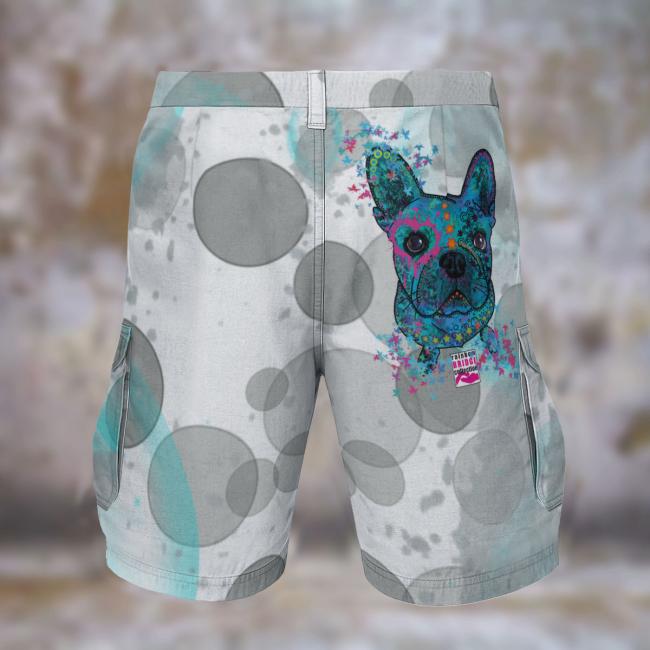 Preview: Cargohose mit Elli - Hose, lang oder kurz, bunt, 100% Polyester, Grösse S-5XL, fester Stoff, Normale Passform, Französische Bulldogge, Bully